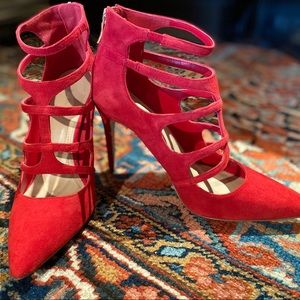 BCBG Red Hot Caged Heels